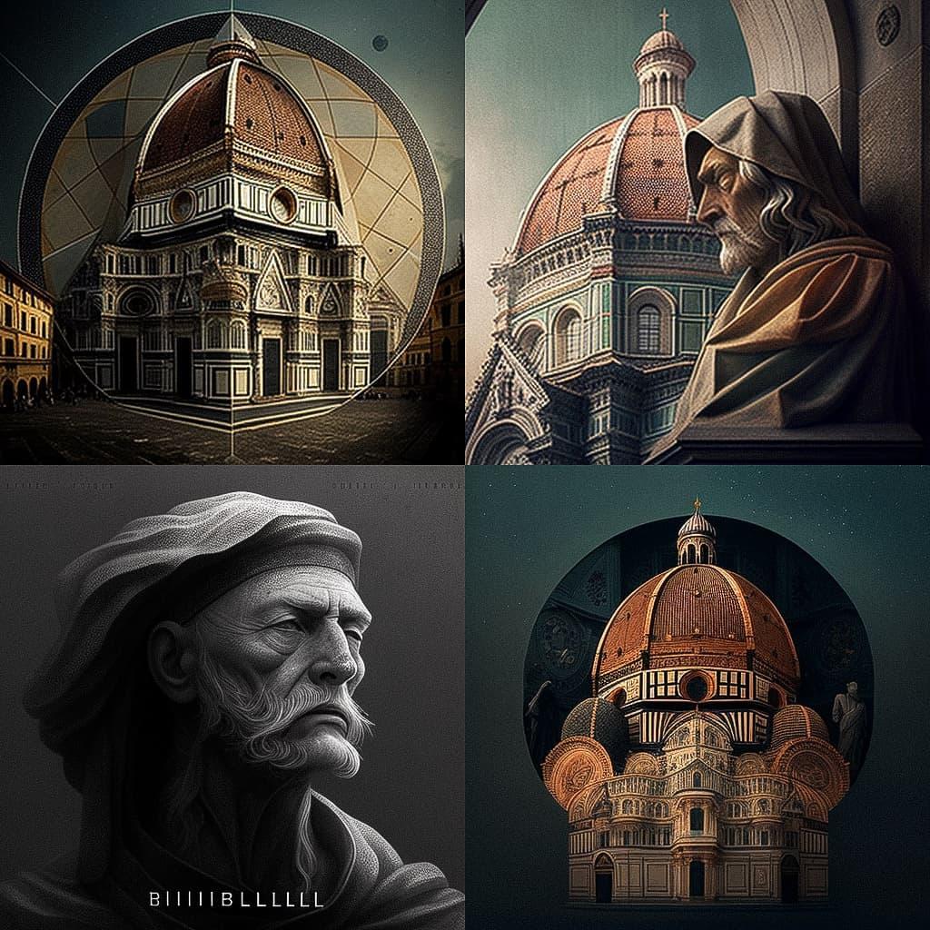 Filippo Brunelleschi style, Midjourney V4, render 1 of 4