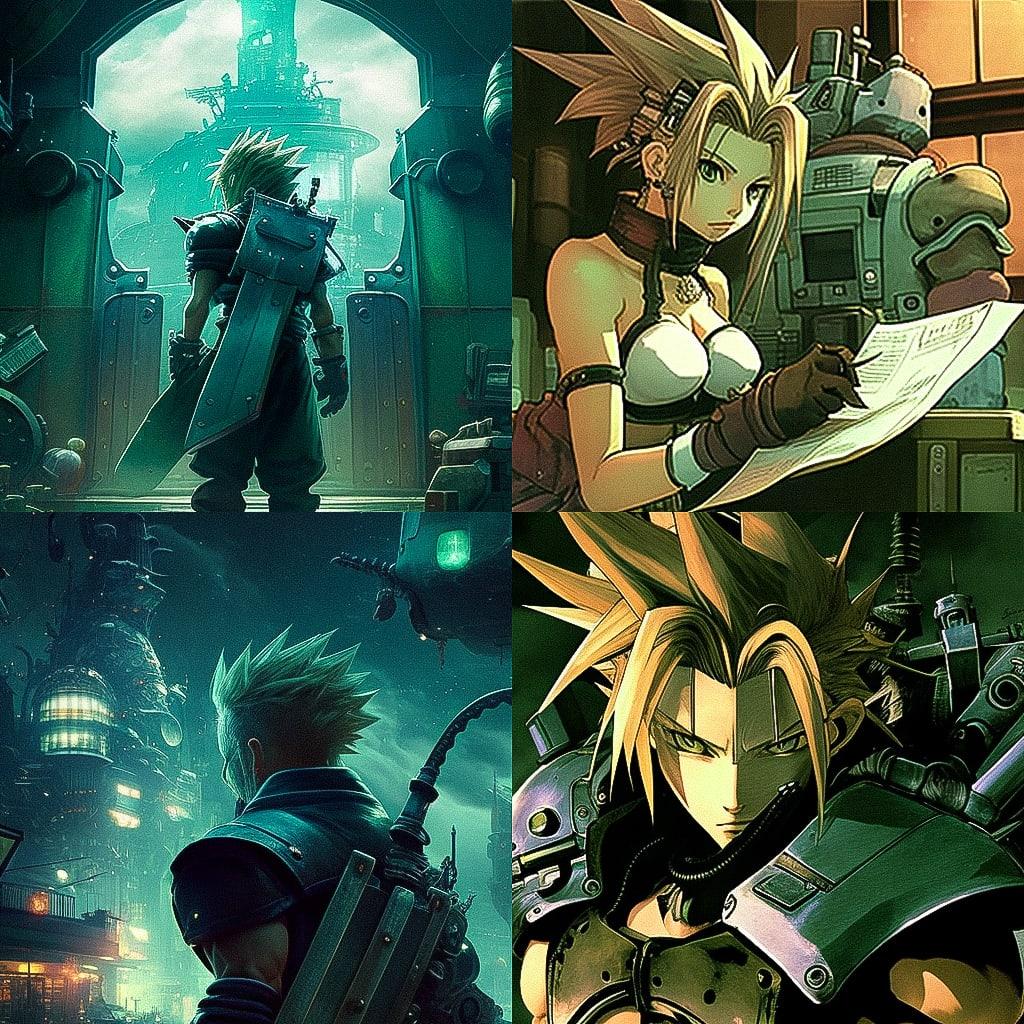 Final Fantasy VII style, Midjourney V4, render 1 of 4