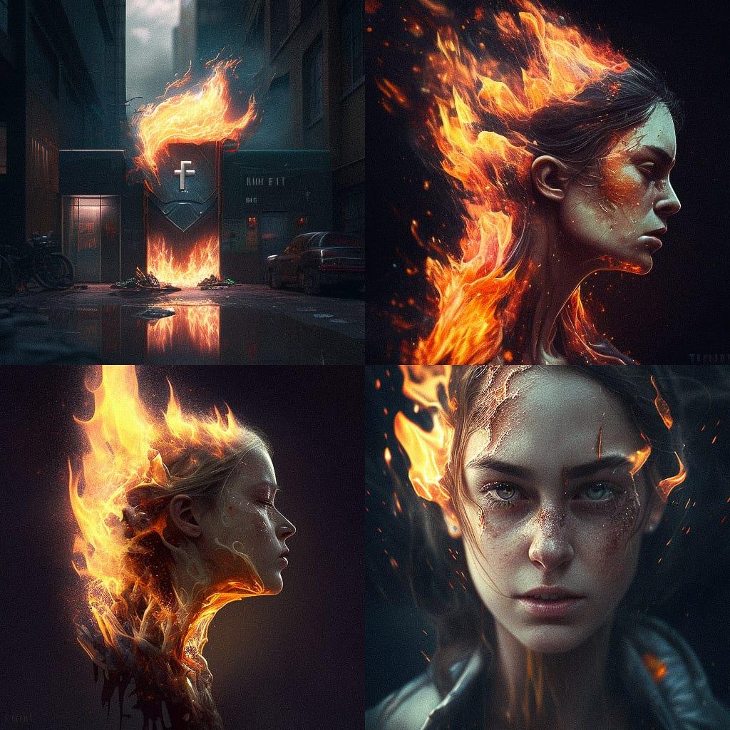 Firelit style, Midjourney V4, render 1 of 4