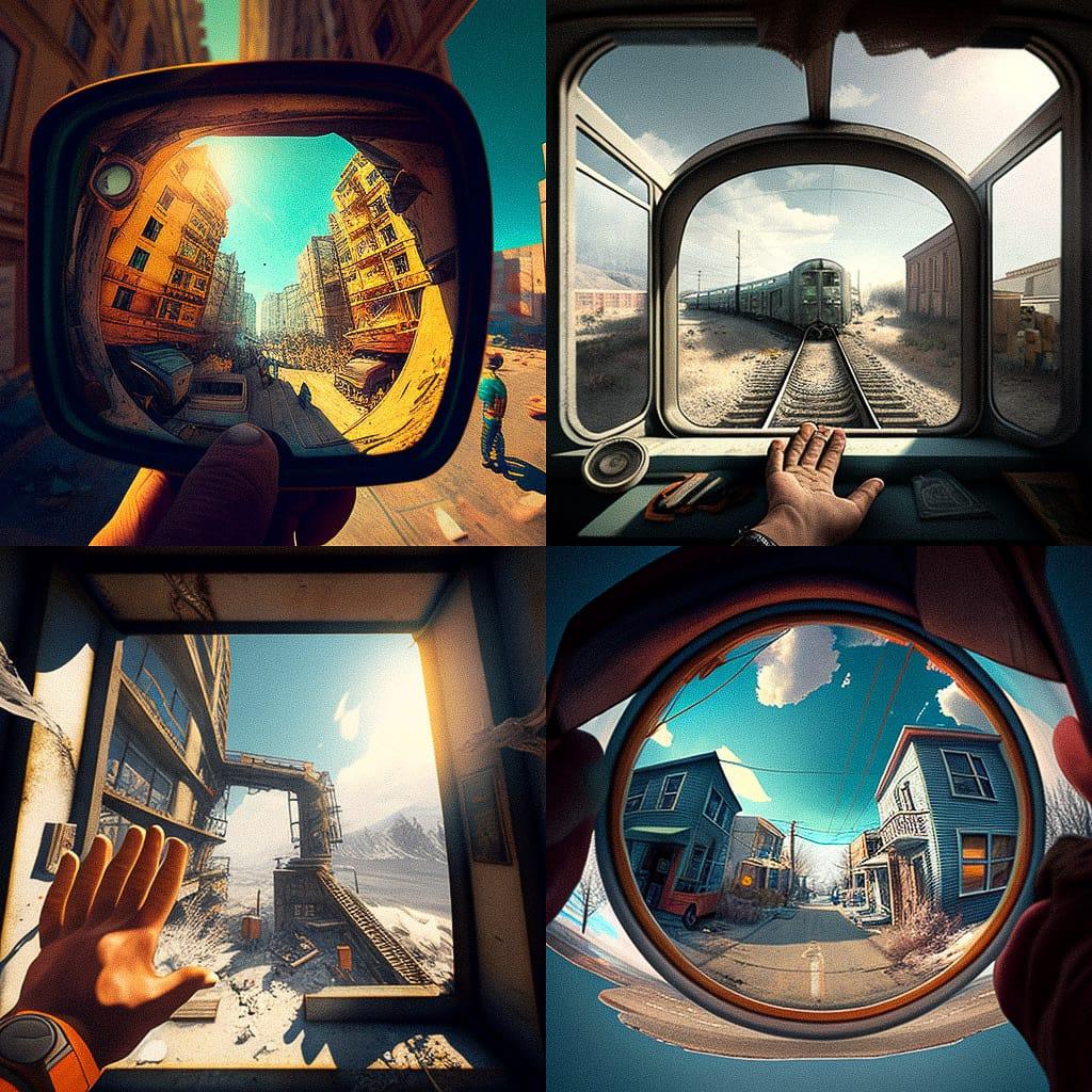 First-person view style, Midjourney V4, render 1 of 4