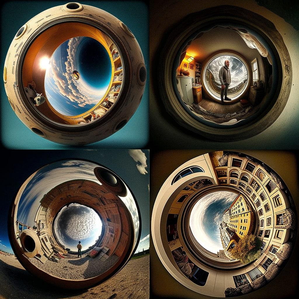Fisheye lens style, Midjourney V4, render 1 of 4