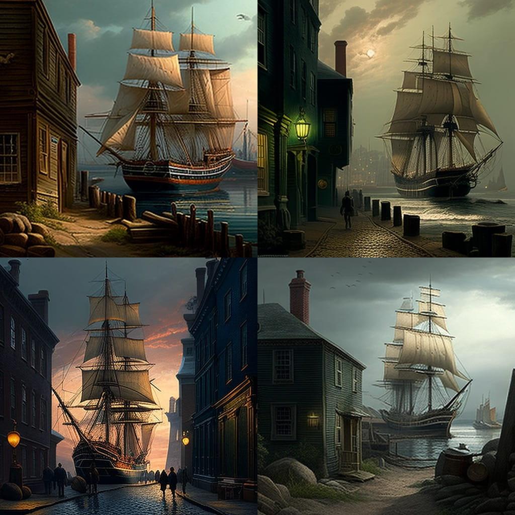 Fitz Henry Lane style, Midjourney V4, render 1 of 4