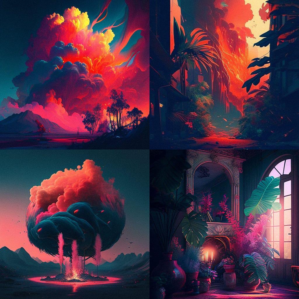 Flamboyant atmosphere  style, Midjourney V4, render 1 of 4