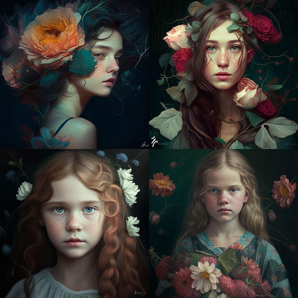 Flora Waycott style, Midjourney V4, render 1 of 4