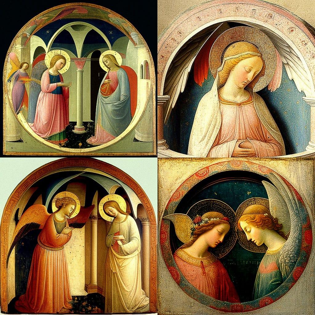 Fra Angelico style, Midjourney V4, render 1 of 4