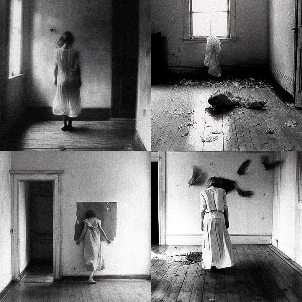 Francesca Woodman style, Midjourney V4, render 1 of 4