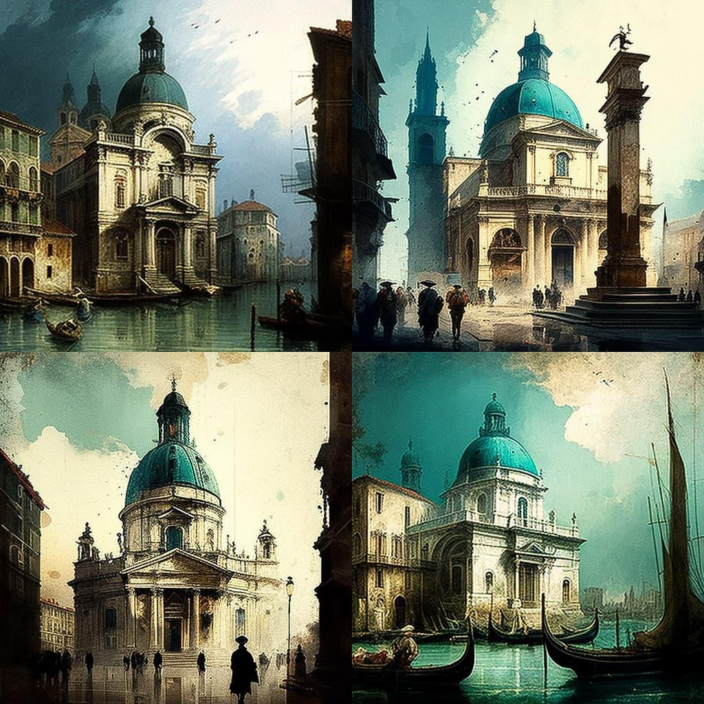 Francesco Guardi style, Midjourney V4, render 1 of 4