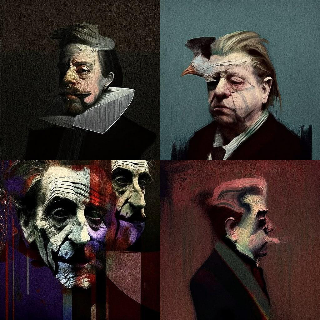 Francis Bacon style, Midjourney V4, render 1 of 4