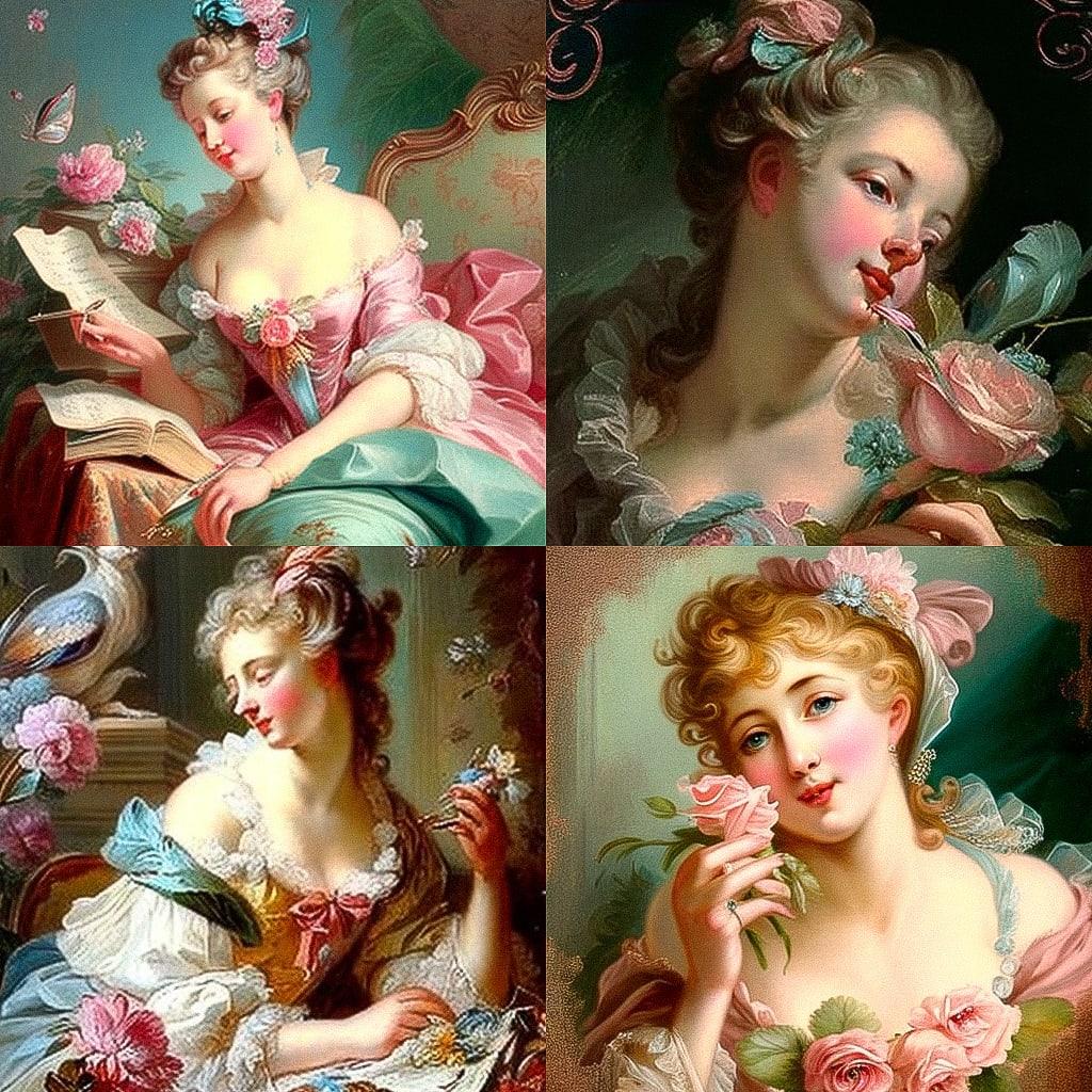 Francois Boucher style, Midjourney V4, render 1 of 4