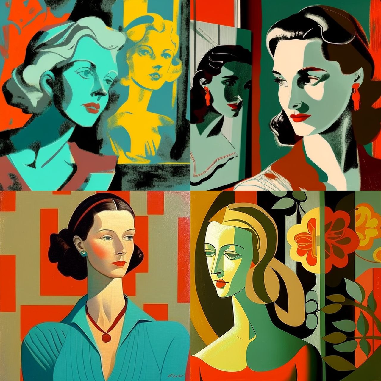 Francoise Gilot style, Midjourney V4, render 1 of 4