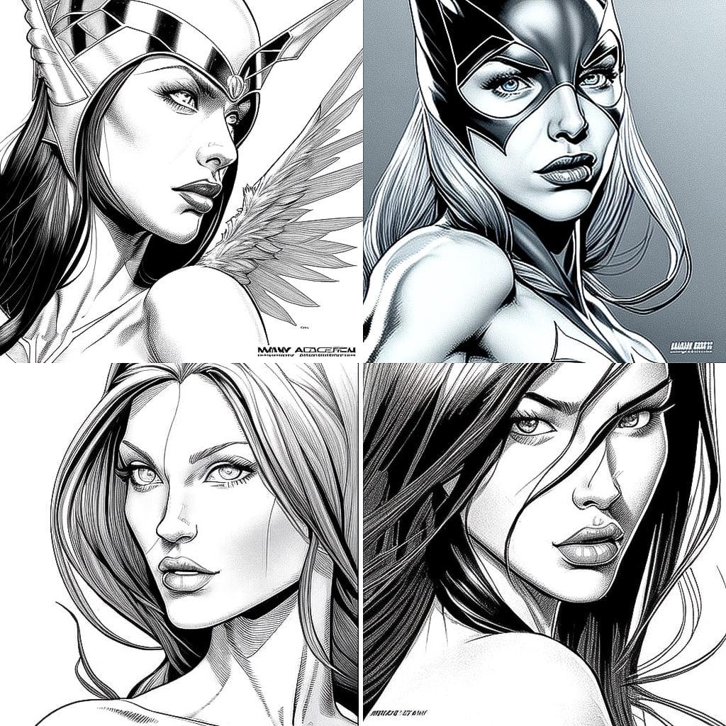 Frank Cho style, Midjourney V4, render 1 of 4