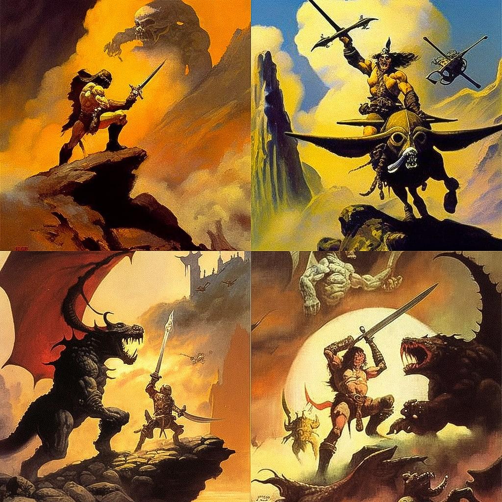 Frank Frazetta style, Midjourney V4, render 1 of 4