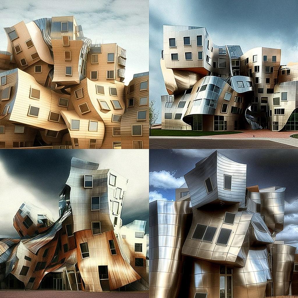 Frank Gehry style, Midjourney V4, render 1 of 4