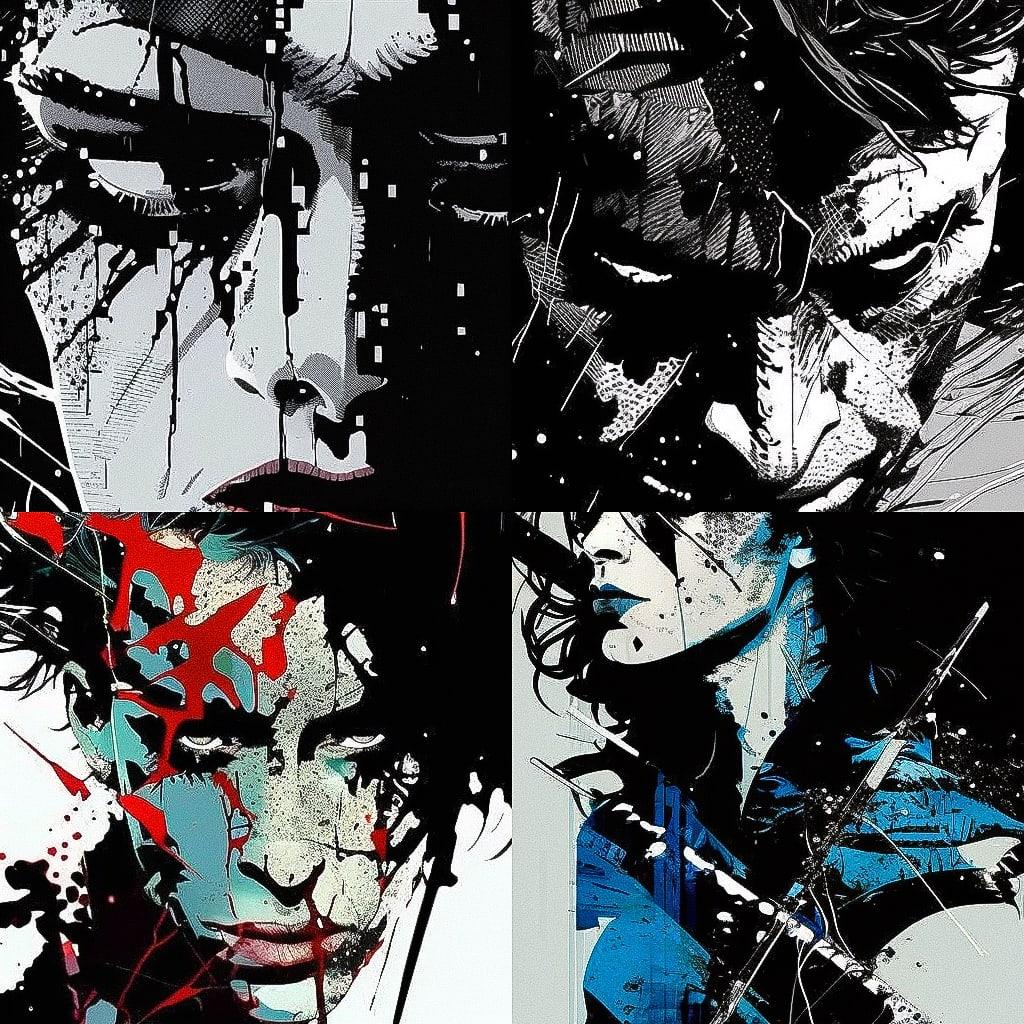 Frank Miller style, Midjourney V4, render 1 of 4