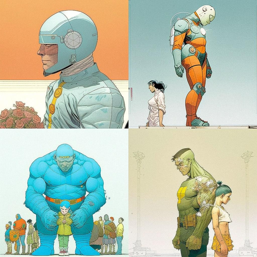 Frank Quitely style, Midjourney V4, render 1 of 4