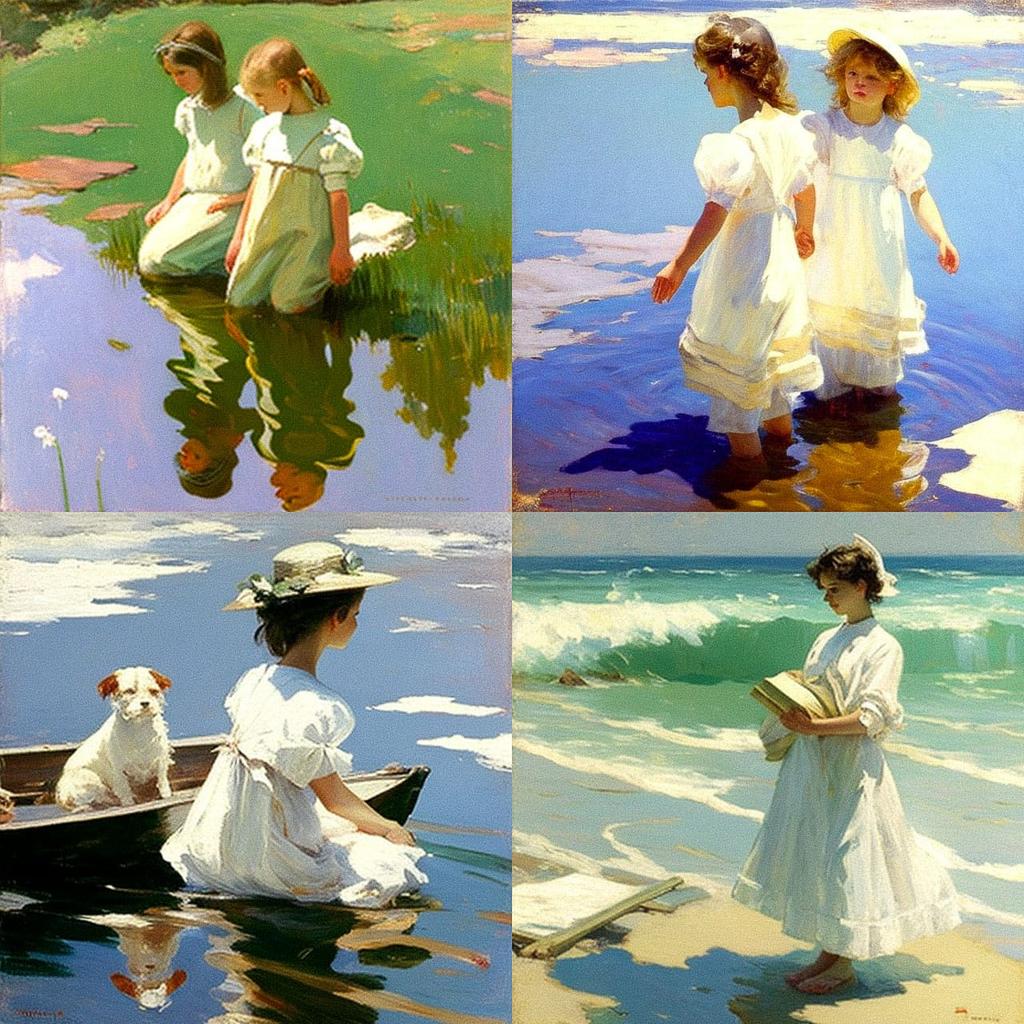 Frank Weston Benson style, Midjourney V4, render 1 of 4