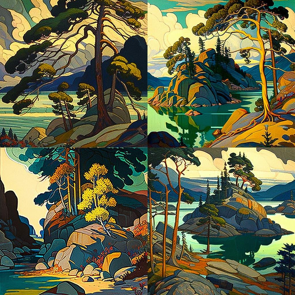 Franklin Carmichael style, Midjourney V4, render 1 of 4