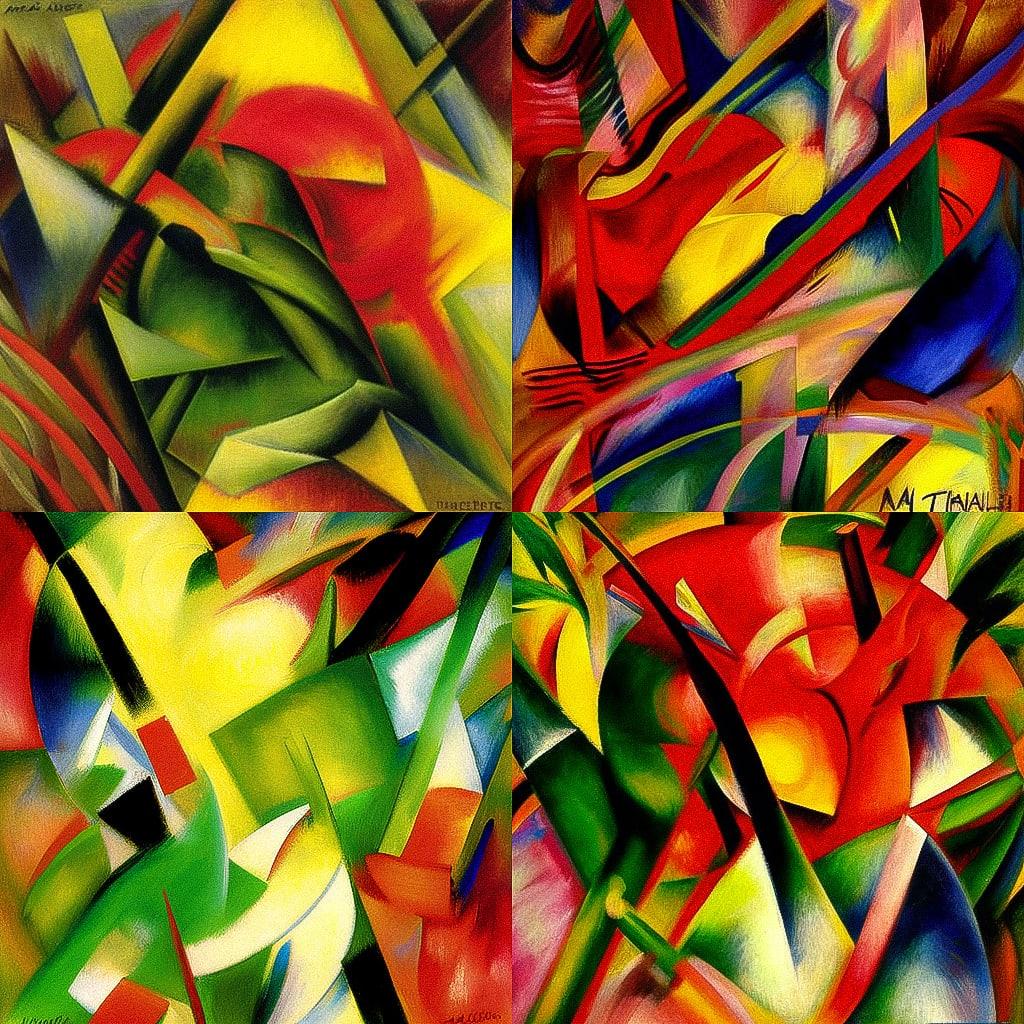 Franz Marc style, Midjourney V4, render 1 of 4