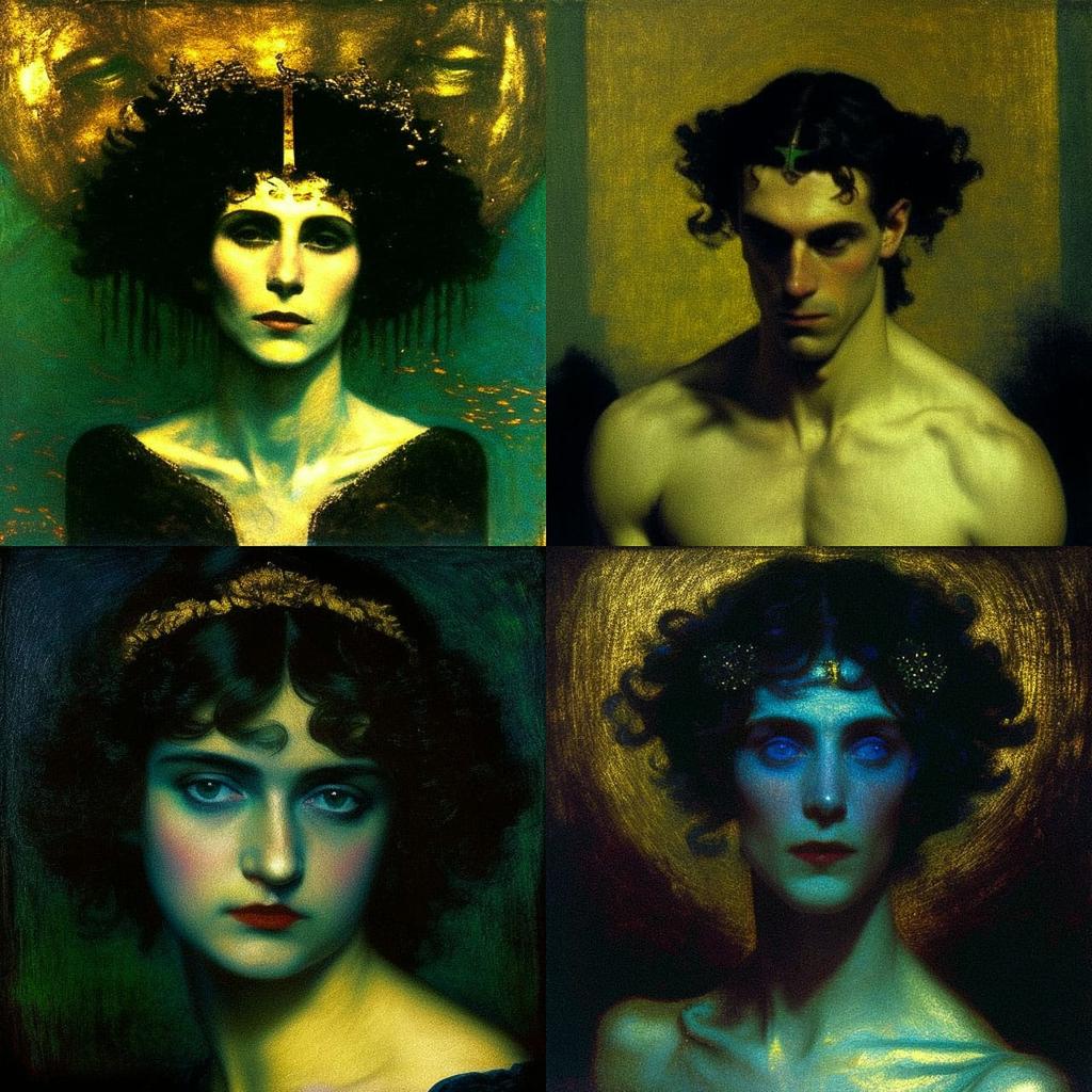 Franz von Stuck style, Midjourney V4, render 1 of 4