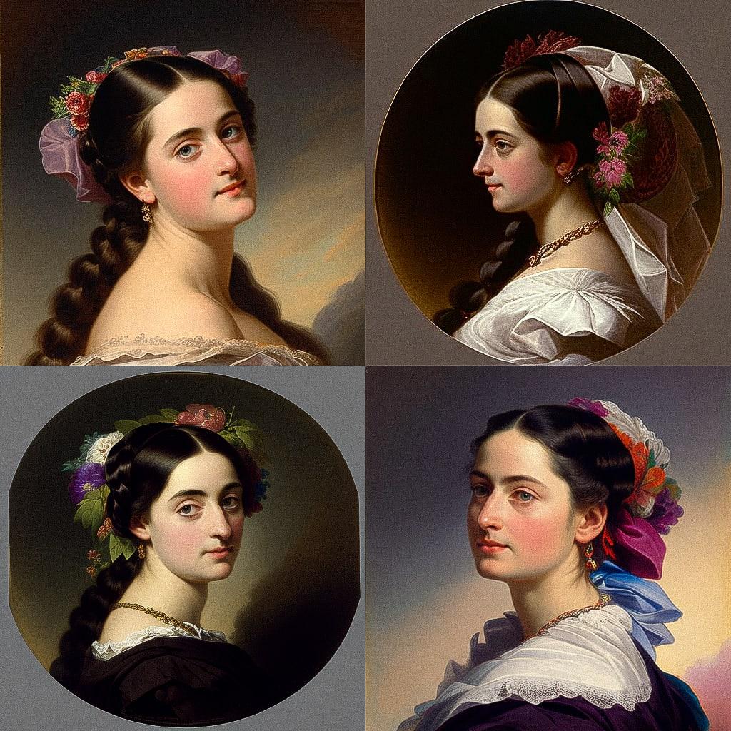 Franz Xaver Winterhalter style, Midjourney V4, render 1 of 4