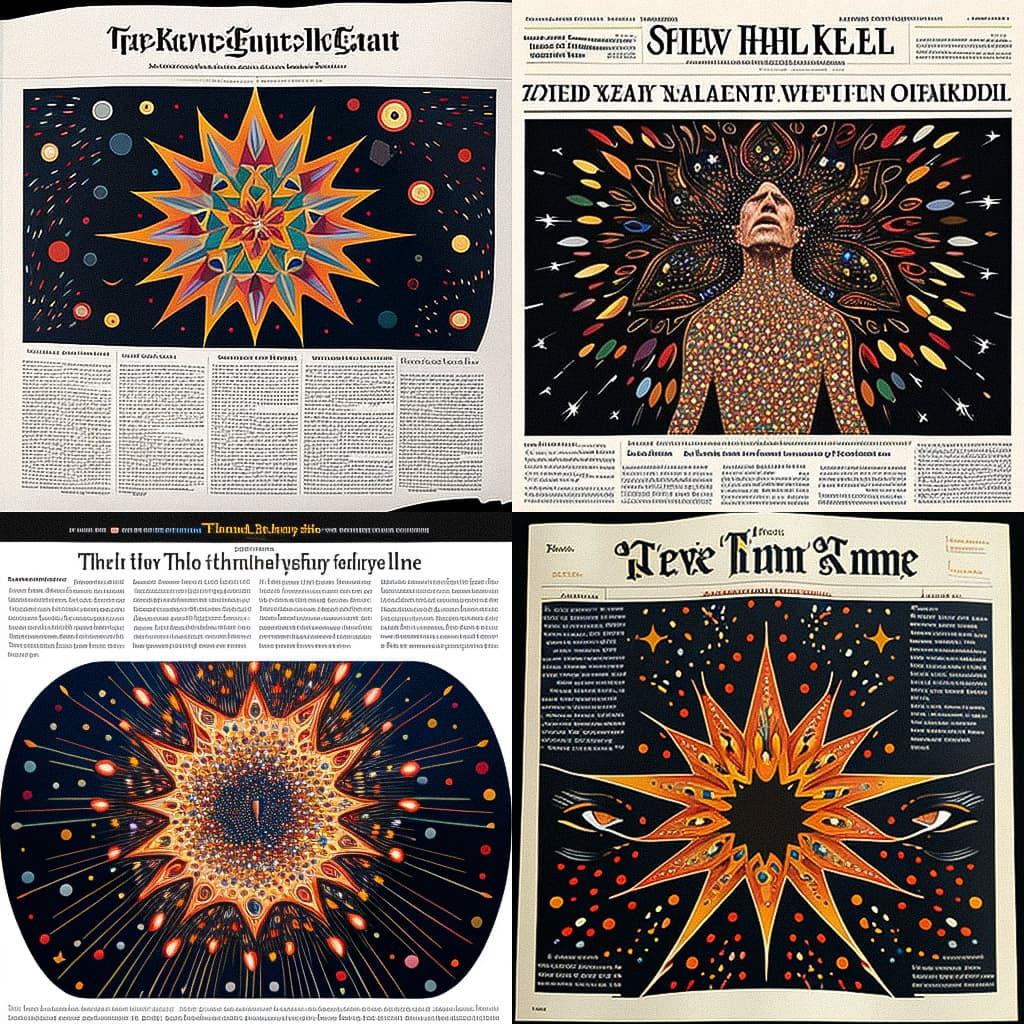 Fred Tomaselli style, Midjourney V4, render 1 of 4