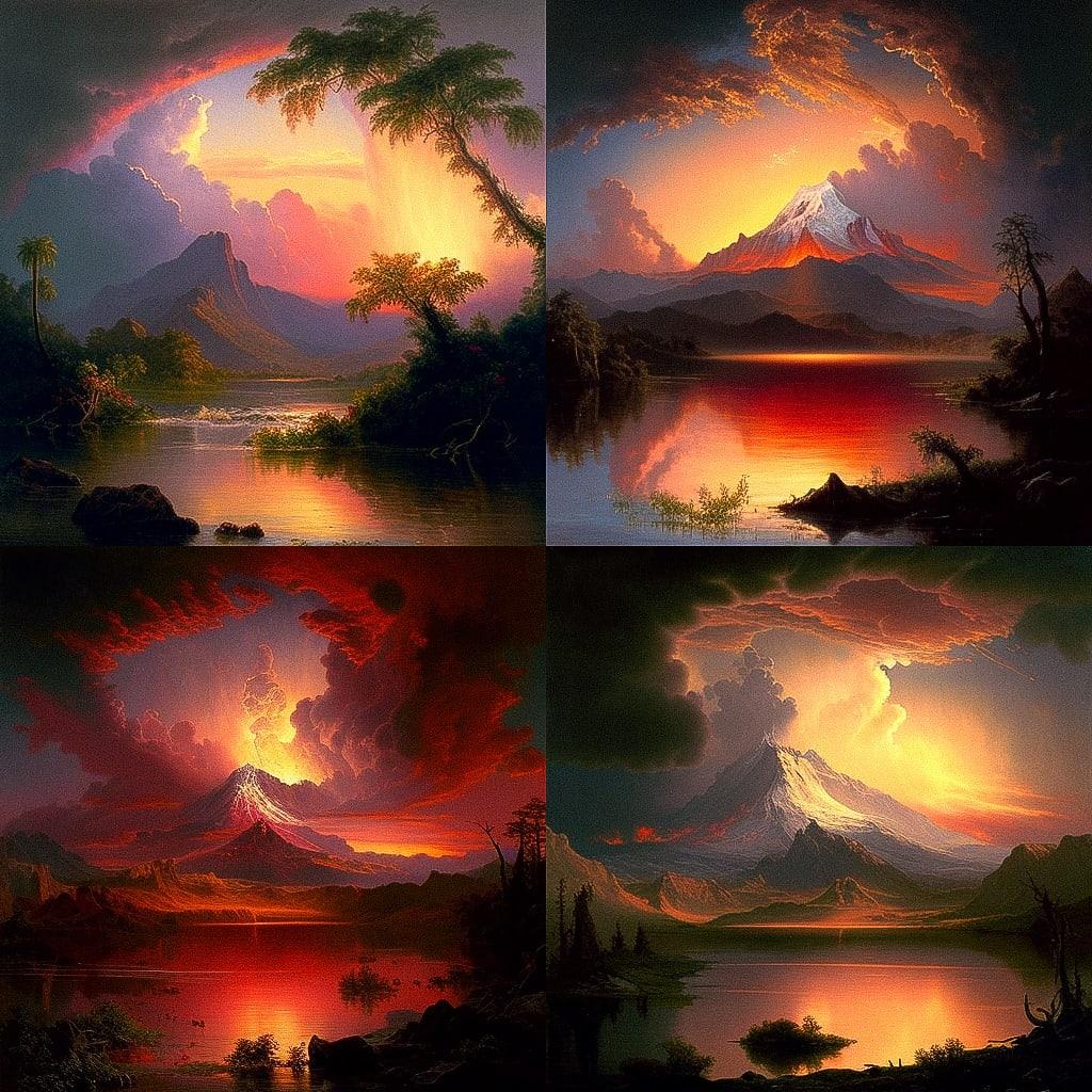 Frederic Edwin Church style, Midjourney V4, render 1 of 4