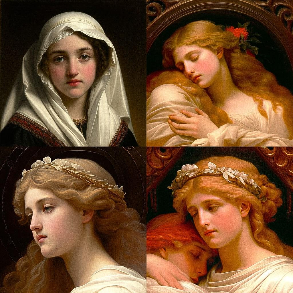 Frederic Leighton style, Midjourney V4, render 1 of 4