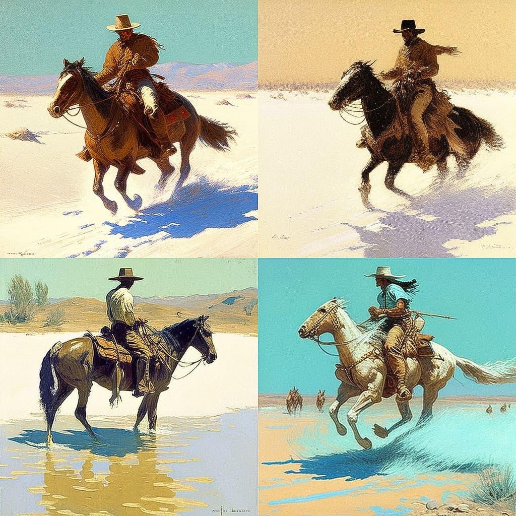 Frederic Remington style, Midjourney V4, render 1 of 4