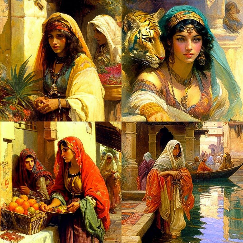 Frederick Arthur Bridgman style, Midjourney V4, render 1 of 4