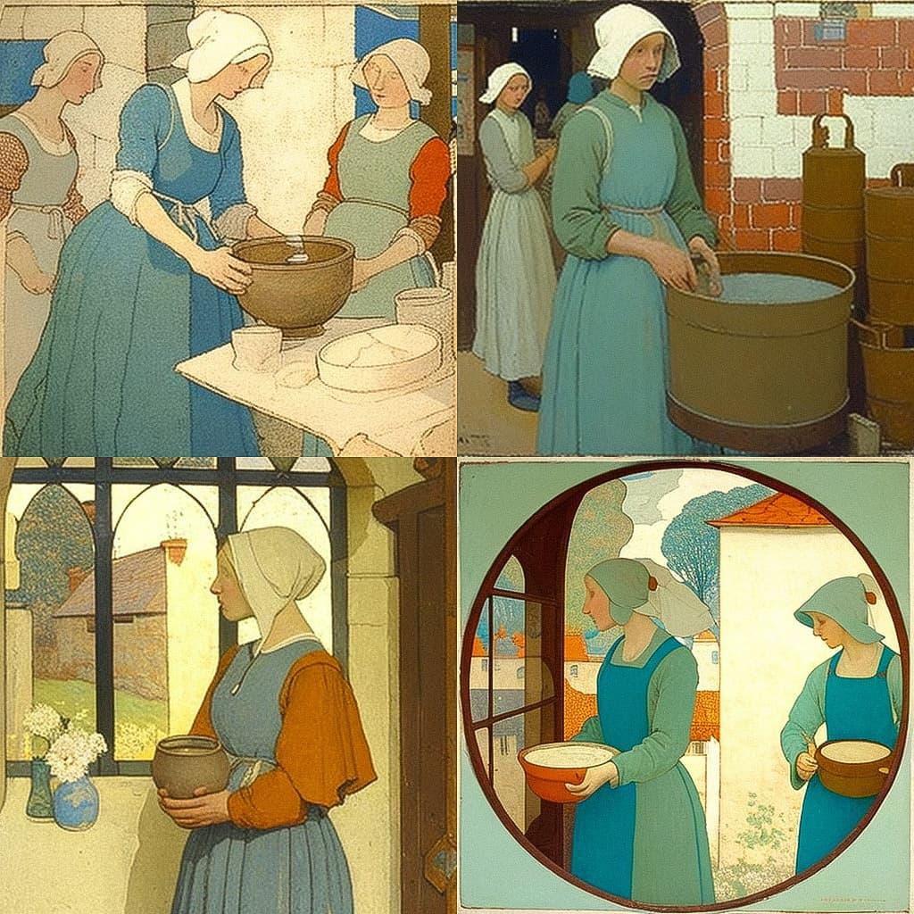 Frederick Cayley Robinson style, Midjourney V4, render 1 of 4