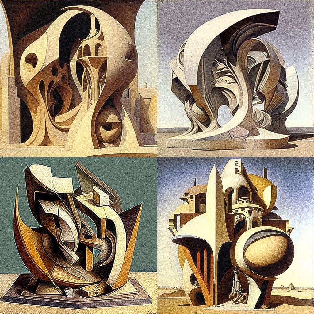 Frederick John Kiesler style, Midjourney V4, render 1 of 4