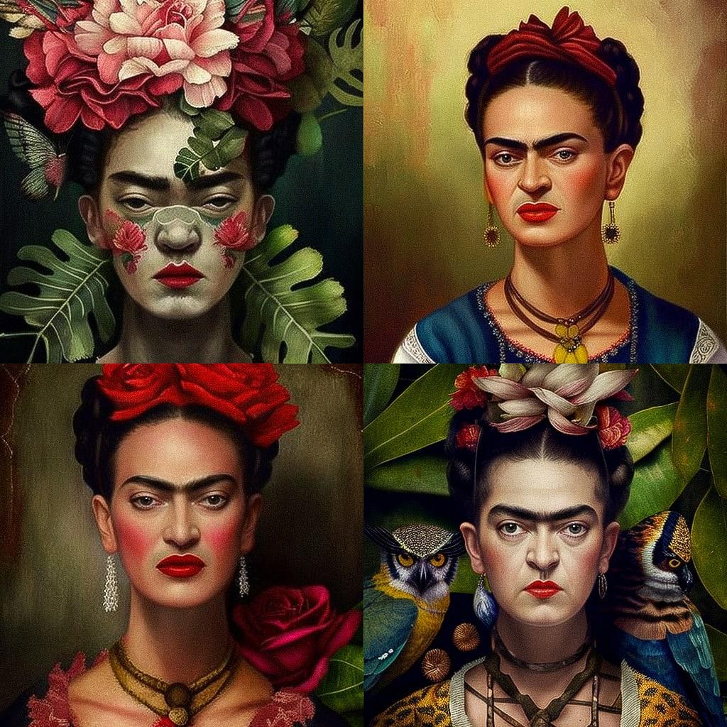 Frida Kahlo style, Midjourney V4, render 1 of 4