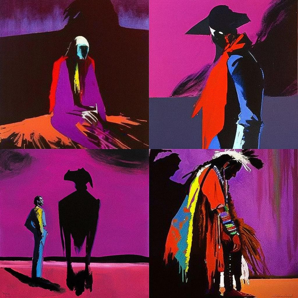 Fritz Scholder style, Midjourney V4, render 1 of 4