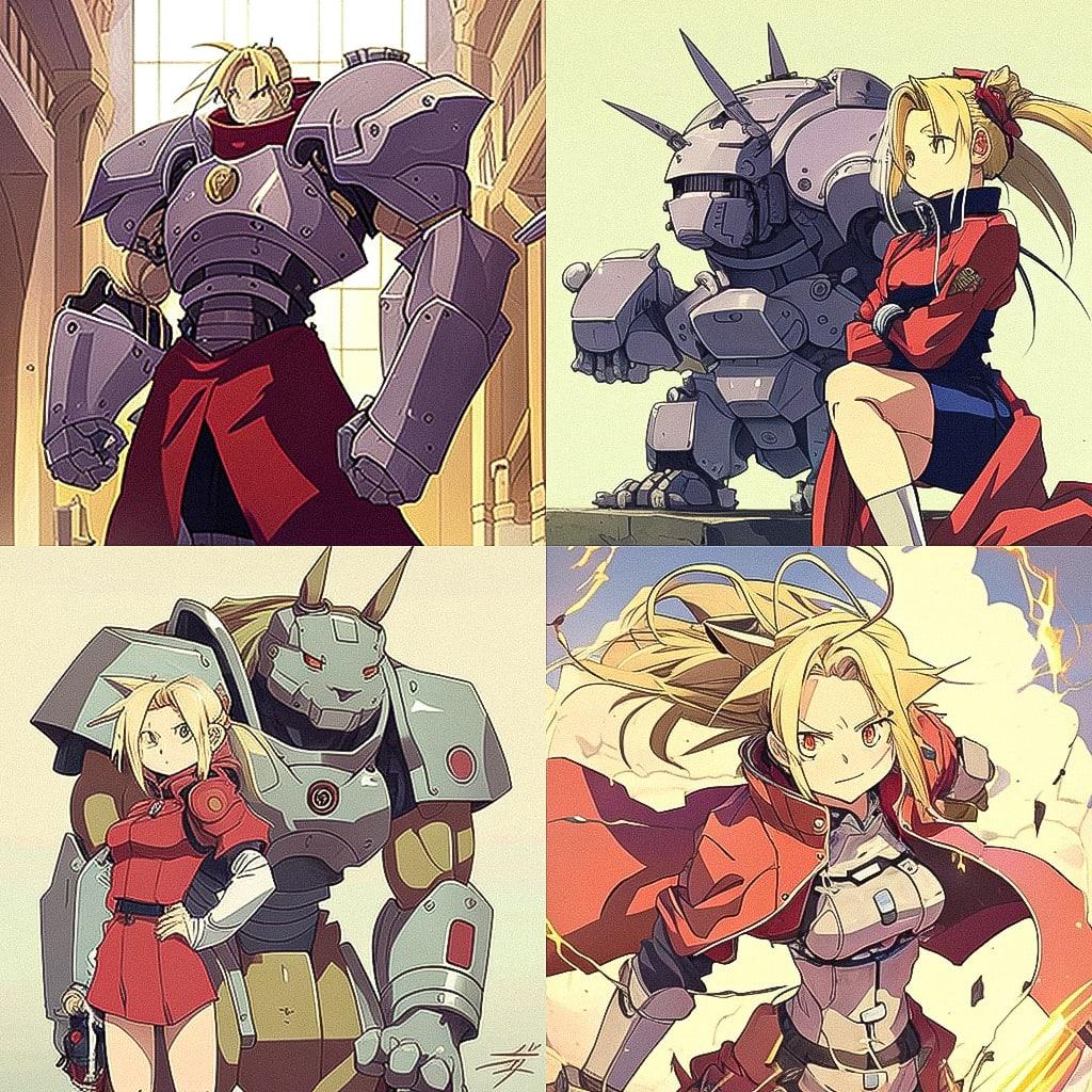 Fullmetal Alchemist style, Midjourney V4, render 1 of 4
