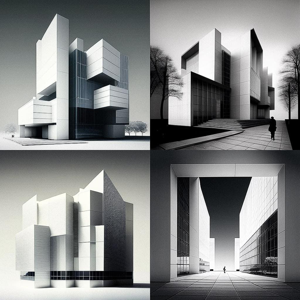 Fumihiko Maki style, Midjourney V4, render 1 of 4