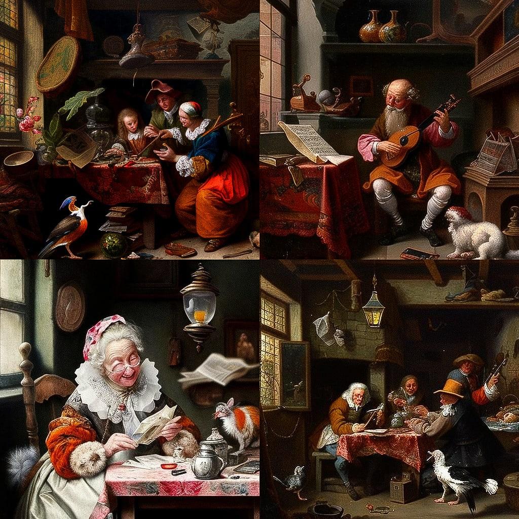 Gabriel Metsu style, Midjourney V4, render 1 of 4