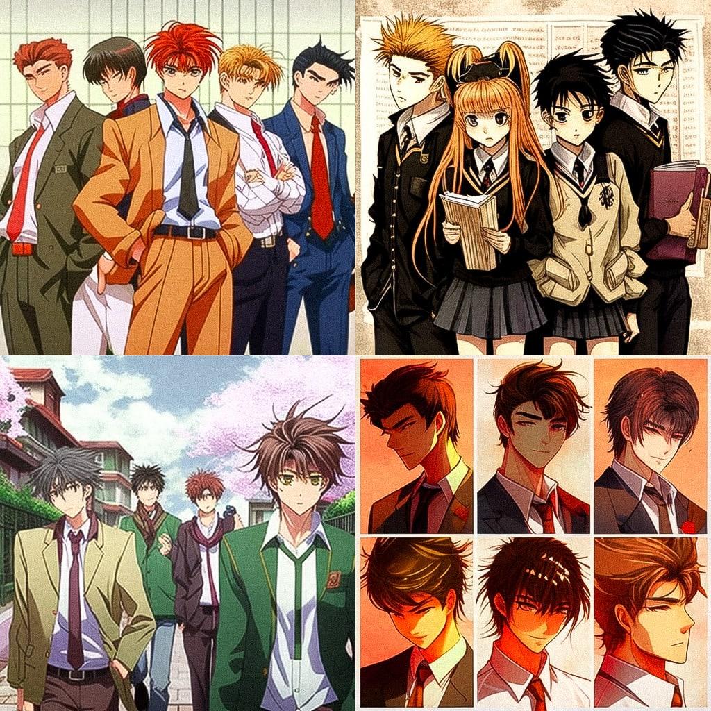 Gakuen anime style style, Midjourney V4, render 1 of 4