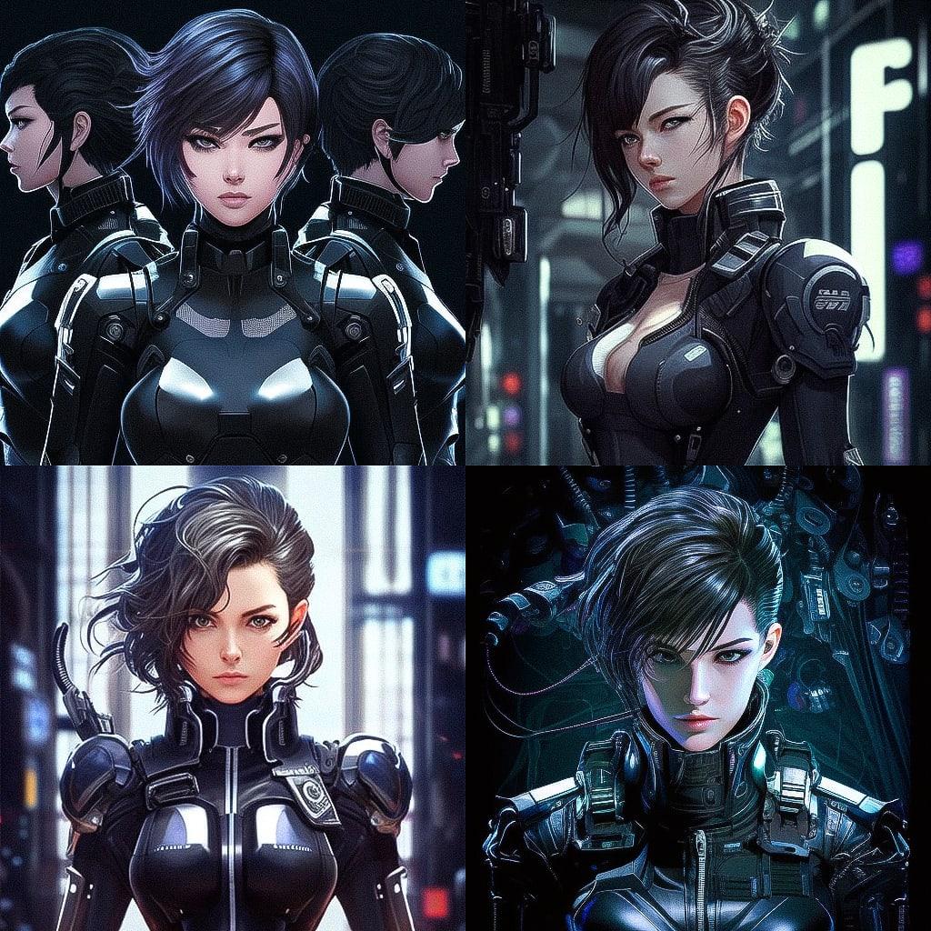 Gantz style, Midjourney V4, render 1 of 4