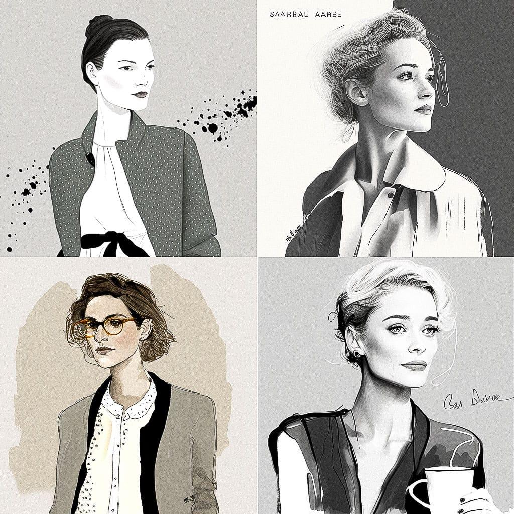 Garance Dore style, Midjourney V4, render 1 of 4