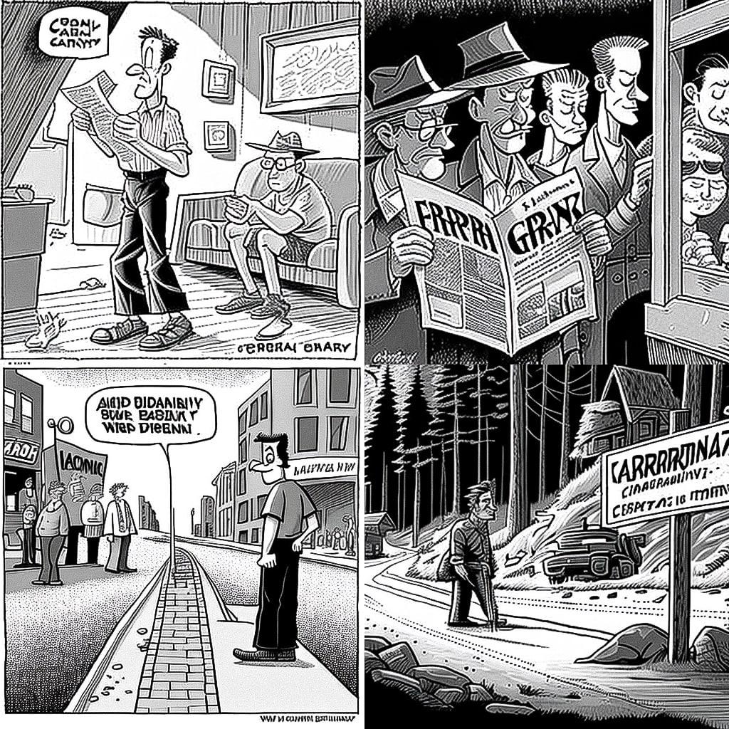 Garry Trudeau style, Midjourney V4, render 1 of 4