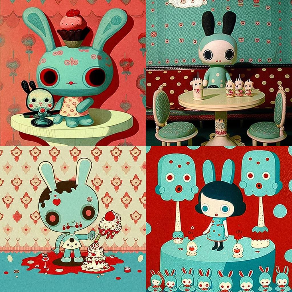 Gary Baseman style, Midjourney V4, render 1 of 4