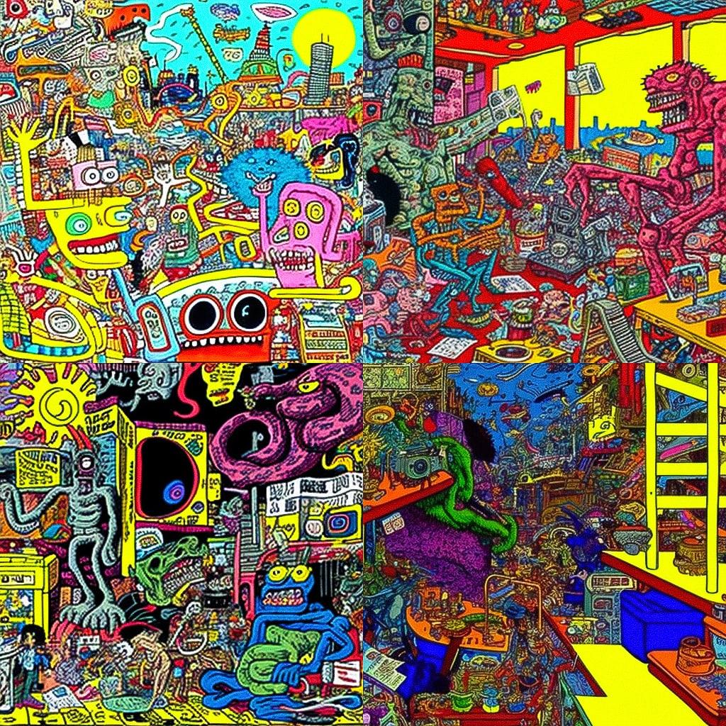 Gary Panter style, Midjourney V4, render 1 of 4