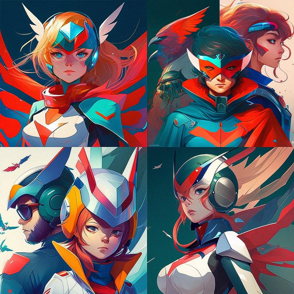 Gatchaman style, Midjourney V4, render 1 of 4
