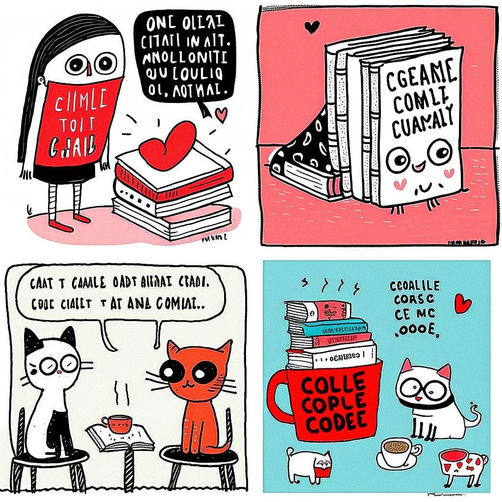 Gemma Correll style, Midjourney V4, render 1 of 4