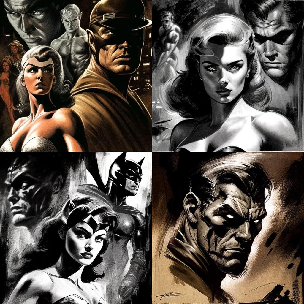 Gene Colan style, Midjourney V4, render 1 of 4