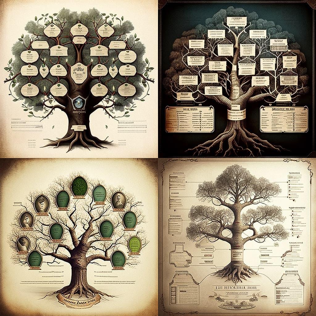 Genealogical tree style, Midjourney V4, render 1 of 4