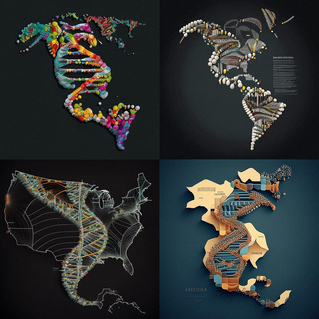 Genetic map style, Midjourney V4, render 1 of 4