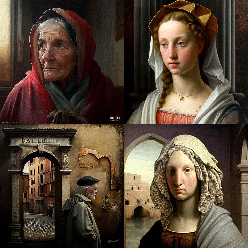 Gentile Bellini style, Midjourney V4, render 1 of 4
