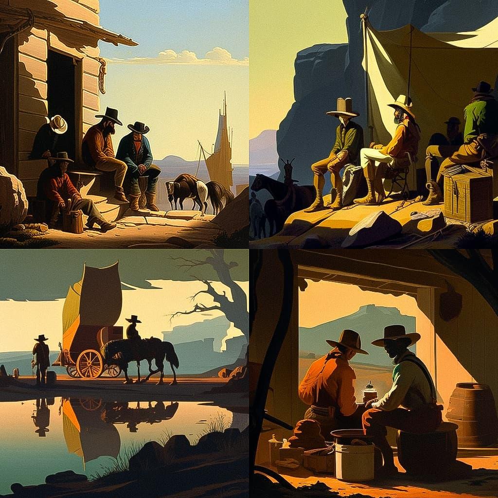 George Caleb Bingham style, Midjourney V4, render 1 of 4
