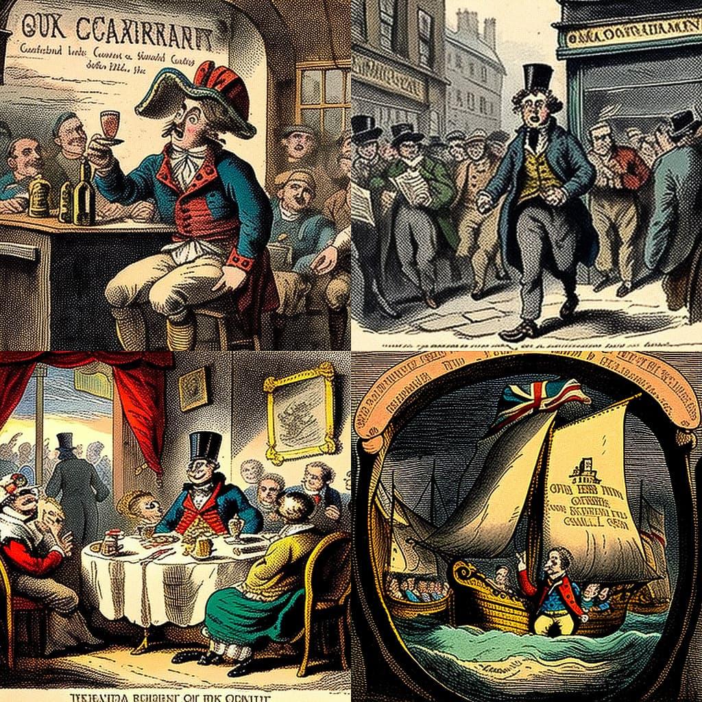 George Cruikshank style, Midjourney V4, render 1 of 4